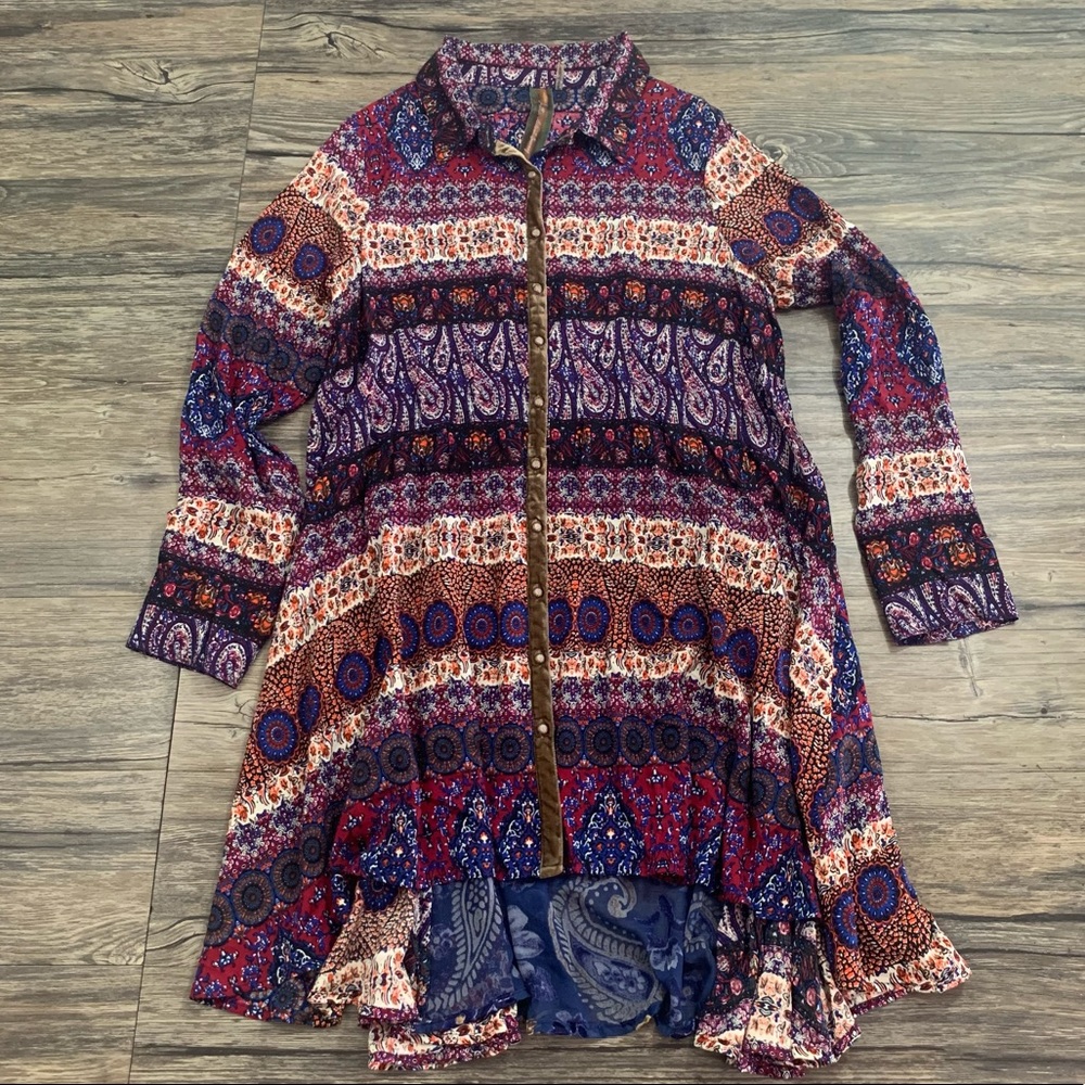 Aratta Silent Journey Button Down Shirt Dress